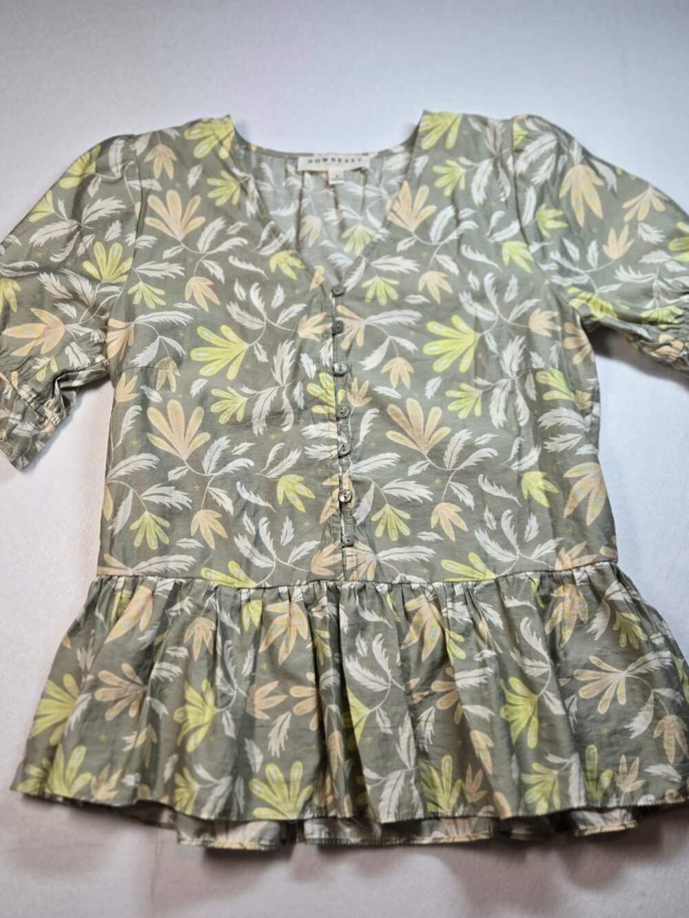 Downeast Floral Puff‎ Sleeve Blouse Size Small